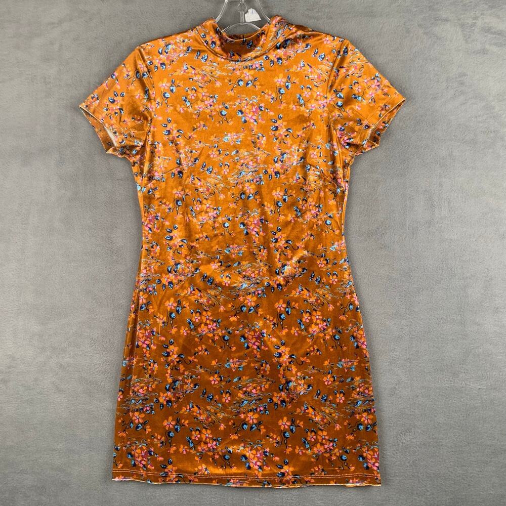 Savage x Psychedelic Velvet Floral Slip Mini Open Back Dress Size Small